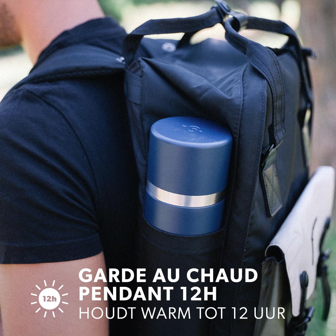 Qwetch - Thermoskan roestvrij staal 750 ml Zwart - isoleerfles & thermosfles met gerecyclede roestvrijstalen beker - 24 uur koud & 12 uur warm - Lekvrij, BPA-vrij & perfect voor koffie en