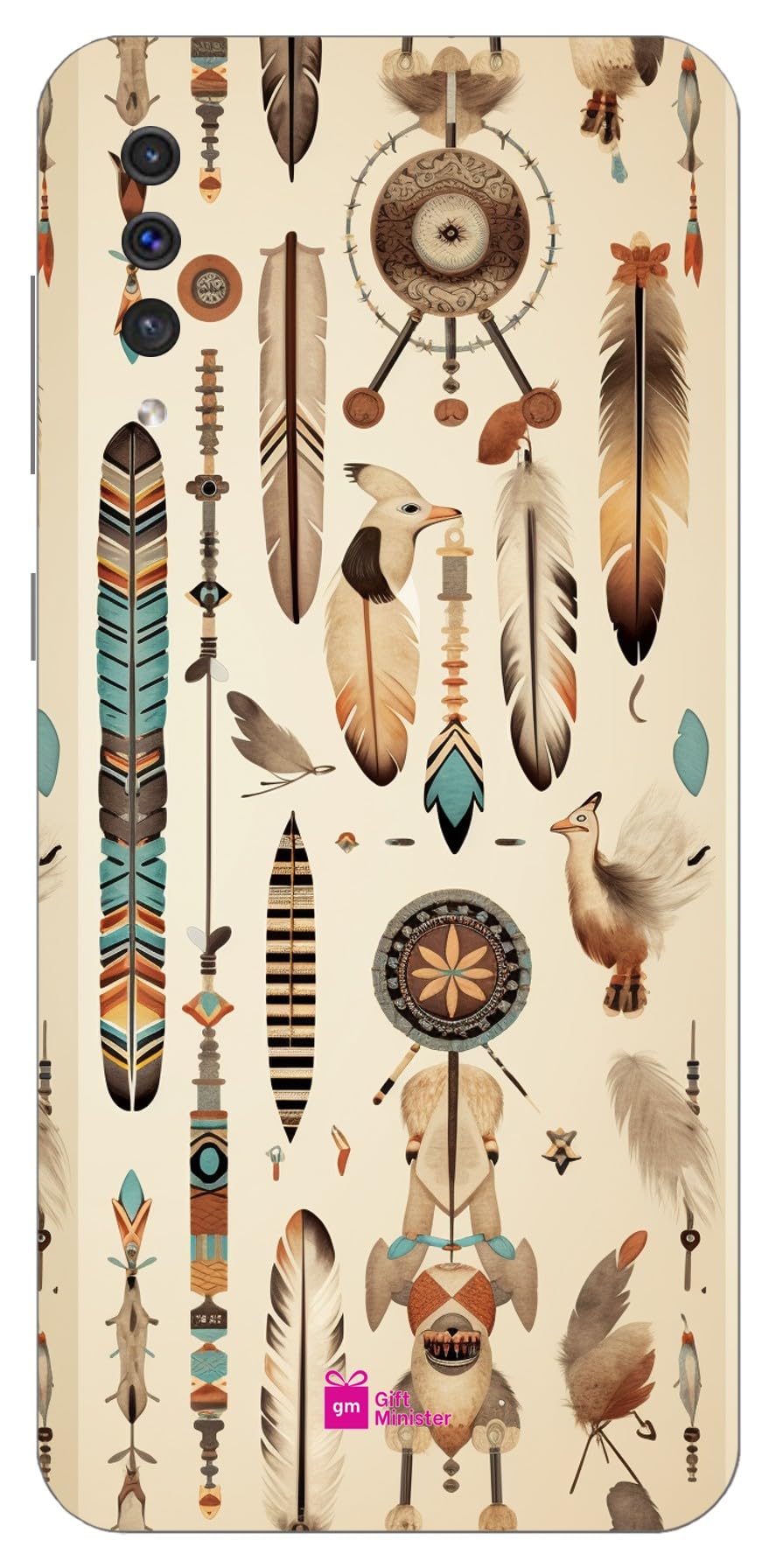 Gift MinisterSoft Designer Mobile Case for Samsung A50Back Cover Saddle Brown - Pattern Native American East Coast Integrating Peace Pipe Arrowheads Buffalo Eagles Protective Shockproof 1Pcs 1701H