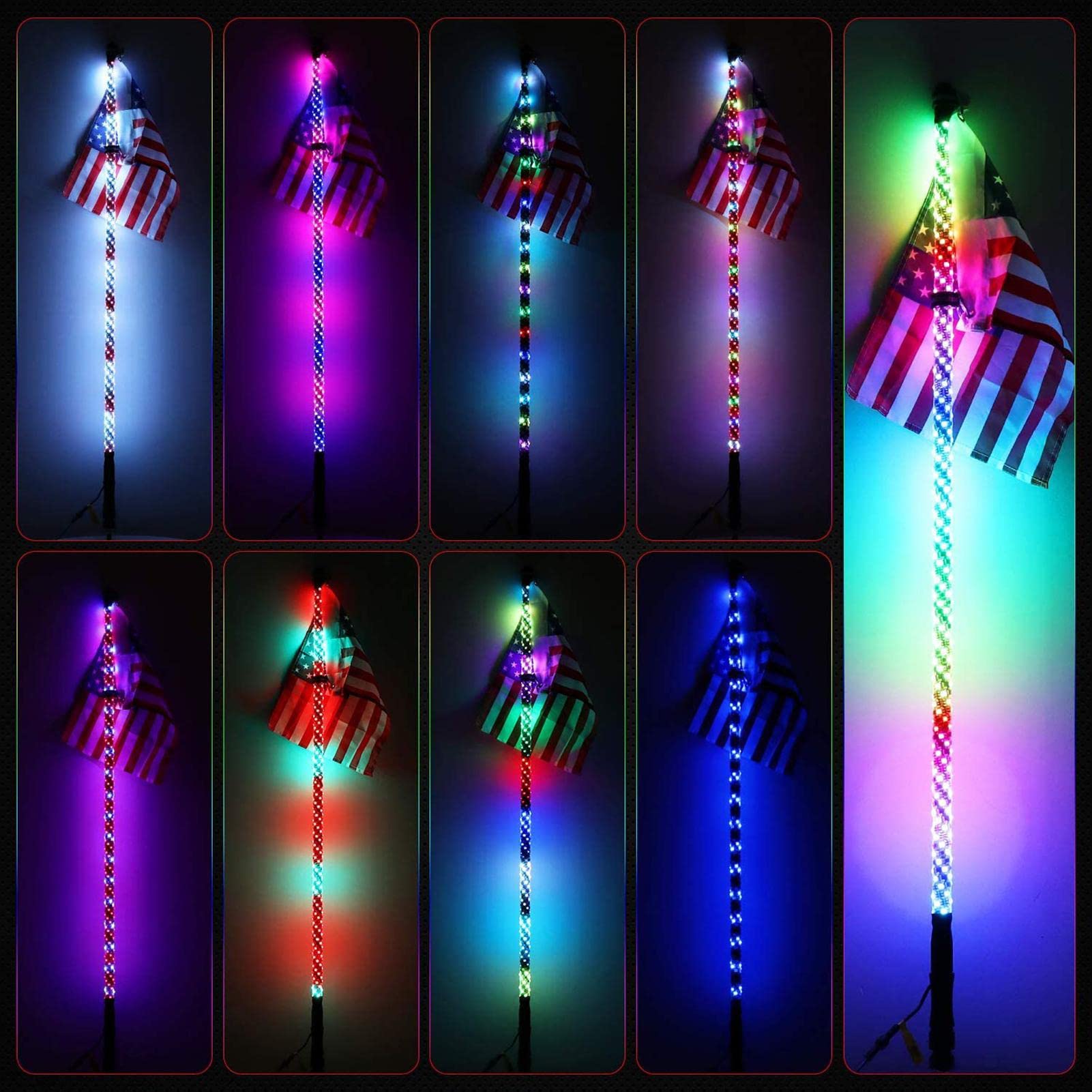 Frusta LED,Fibra ottica LED - Luce freno fuoristrada Due Telecomandi a distanza, lunga durata per carrello golf, karting, attrezzature industriali | Telecomandi a distanza, lunga durata per carrello golf, karting, attrezzature industriali