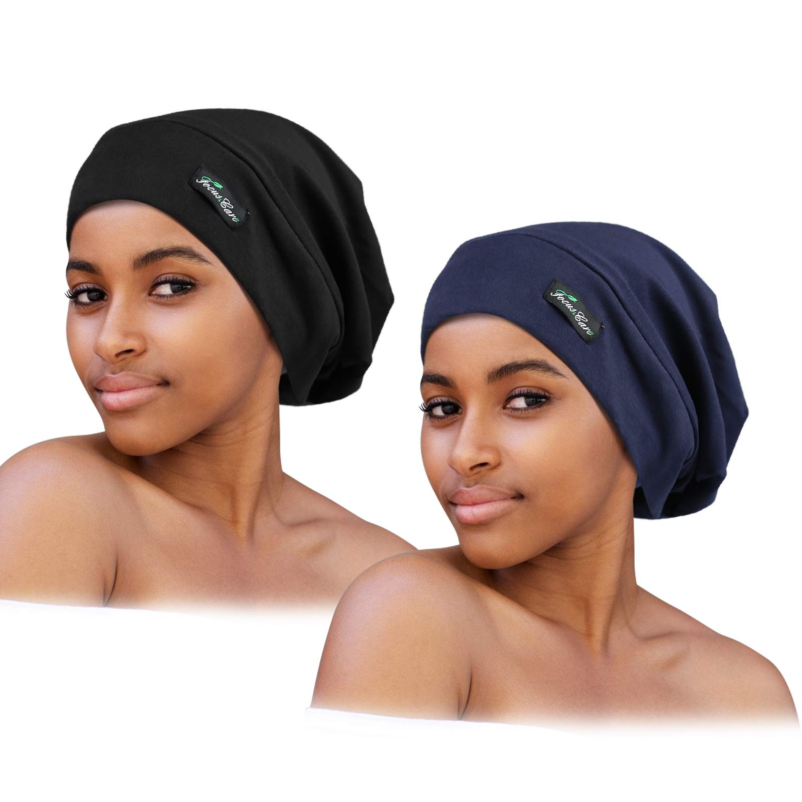 2 Pieces Adjustable Satin Lined Sleep Cap for Curly Hair,Dreadlocks,Braids Available Men & Women