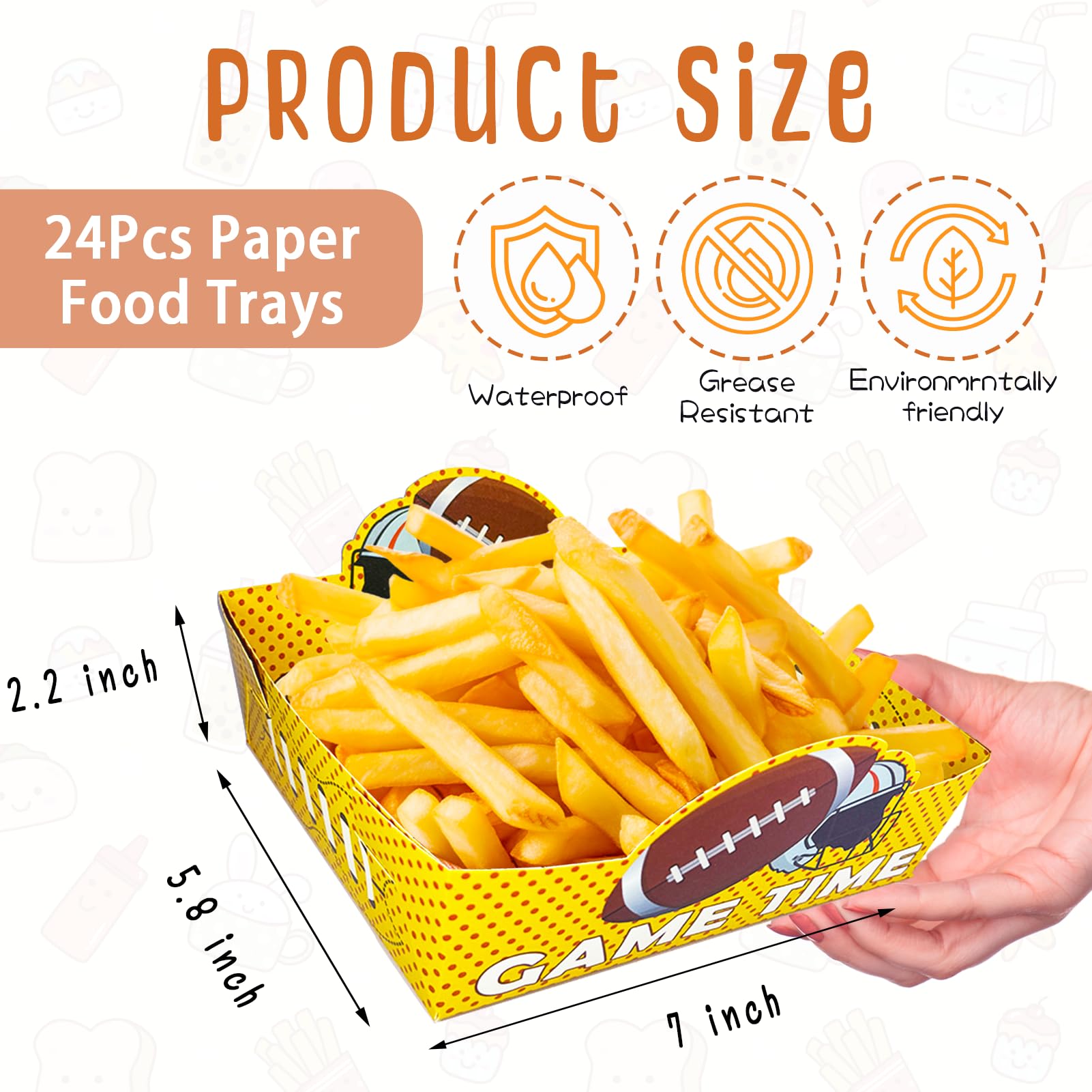 24Pcs Football Party Decorations;Large Size Paper Food Trays in My Football Era Disposable Serving Boats for Birthday Sport Game Party Favor Supplies