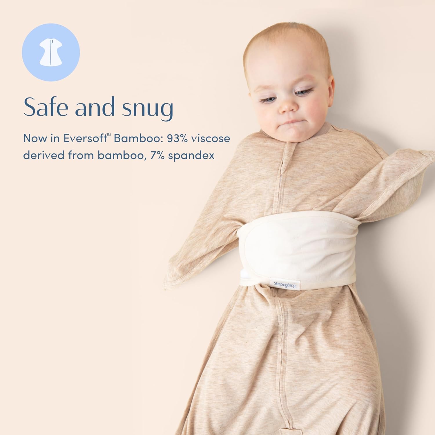 SleepingBaby Zipadee-Zip Transition Swaddle and Snuggle Strap Bundle - Roomy Baby Swaddle Blanket with Zipper Convenience and Wearable Blanket Accessory - Blue/Cream, X-Small (3-6 Month)
