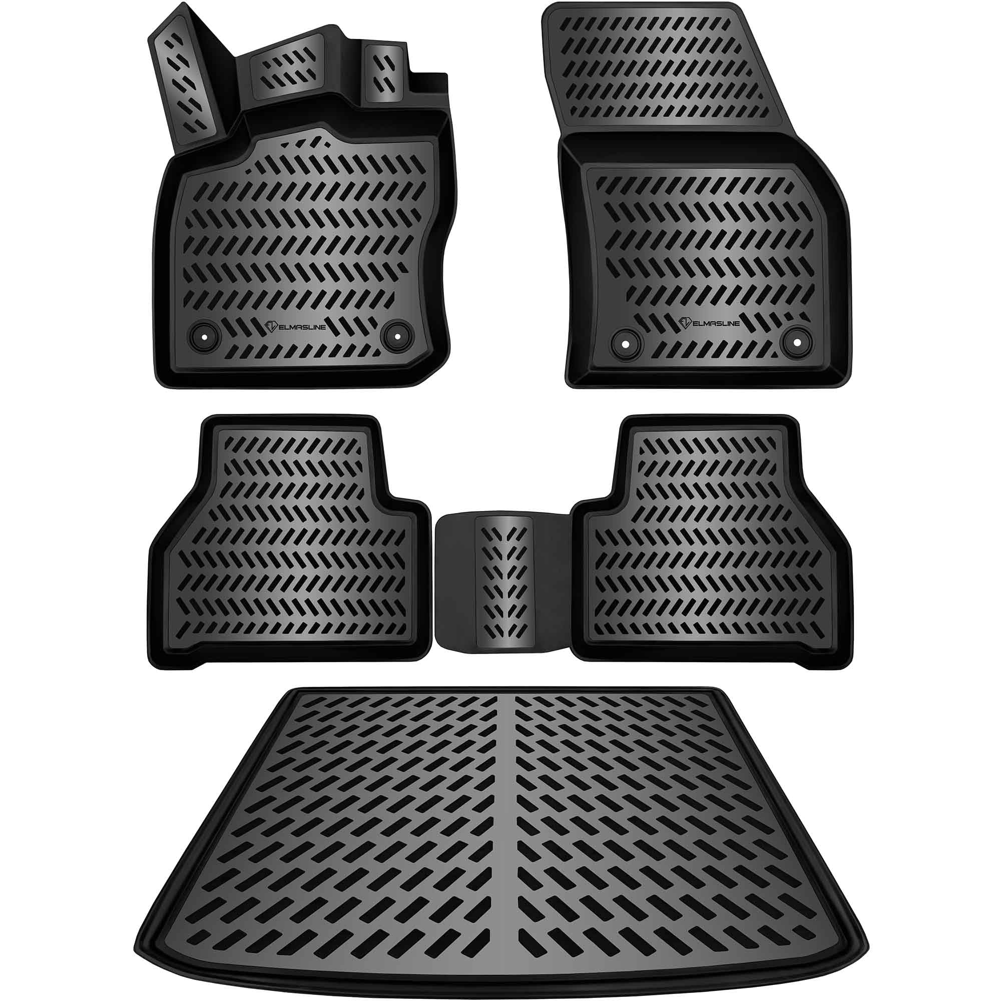 ELMASLINE 3D Tappetini Gomma e Vasca Baule per VW Caddy 5 (V) 2020-2026 | ¡No Apto para Maxi/Grand (versión Larga) ni Cargo! | Tappetini Auto | Vasca per il bagagliaio | Accessori Auto