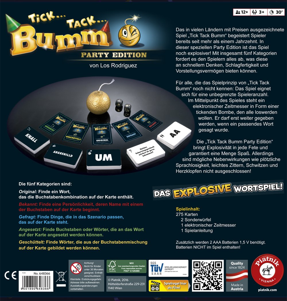 Piatnik - Gioco da Tavolo “Tick Tack Bumm” (Lingua Tedesca)