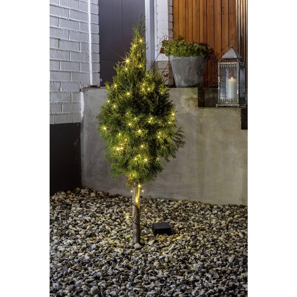 Konstsmide 3722-100 LED Fairy Lights/for Outdoor use (IP44) / Battery Operated: 4 x AA 1.5 V (not Included) / with Light Sensor, 6 Hours and 9 Hours Timer, 20 Warm White diodes/Black Cable