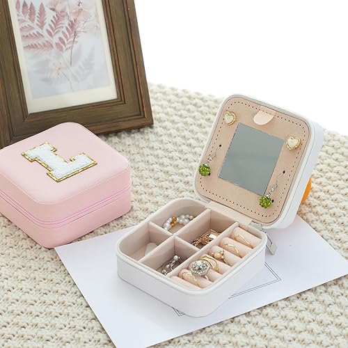 Miniatura 7 de FUNARTY Organizador de joyas de viaje, pequeño joyero, organizador de joyas, regalos para mujeres y niñas, caja organizadora de joyas de aretes con