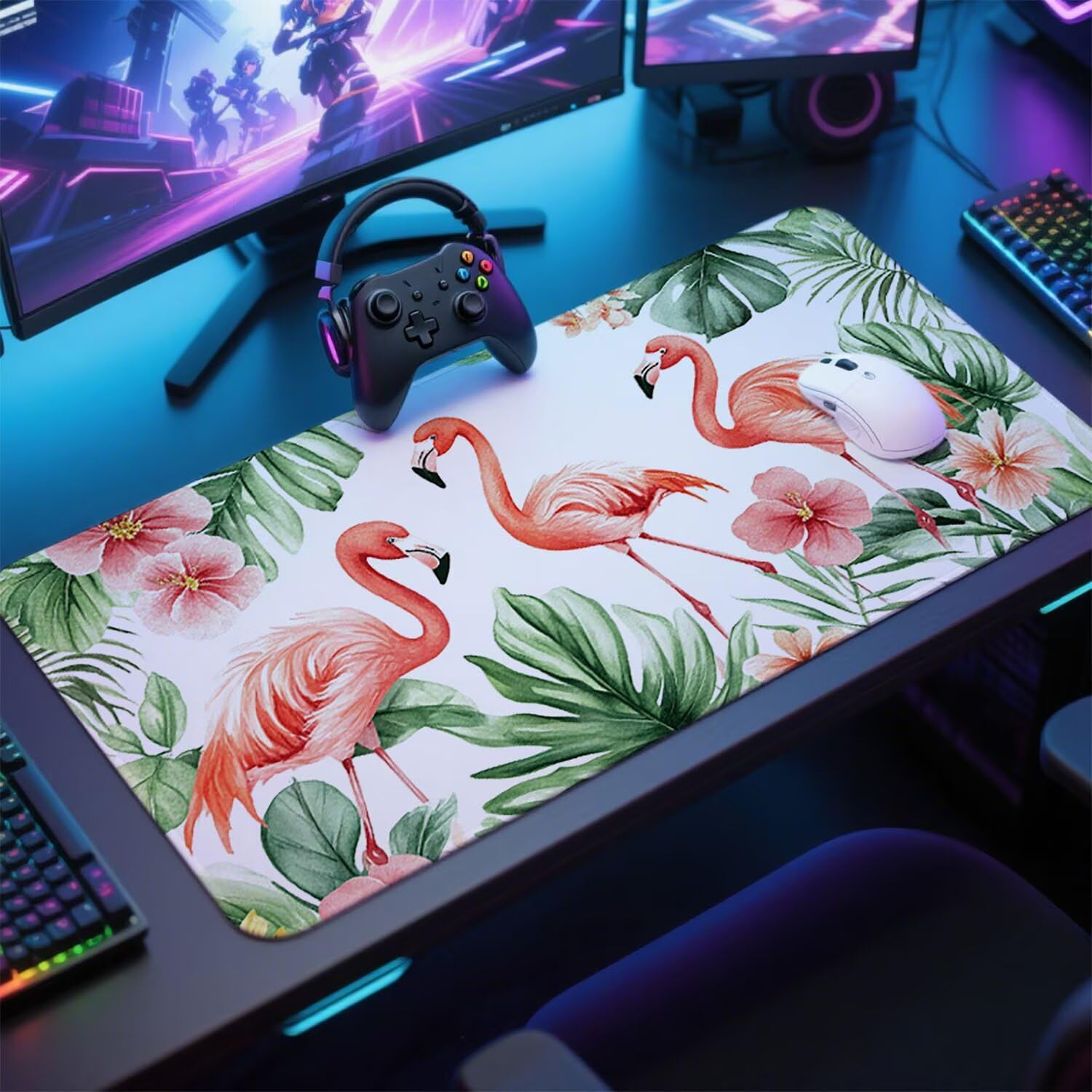 Podkładka pod mysz ze zwierzętami pod mysz pod mysz do gier XXL 1400 x 600 x 3 mm podkładka pod mysz guma flaming duża podkładka pod rękę dla graczy akcesoria wodoodporne PC, do klawiatury laptopa w
