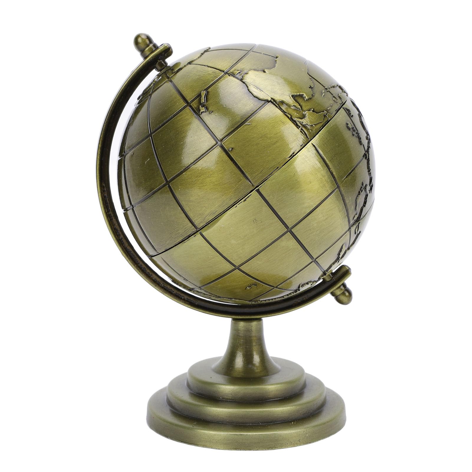 World Globe with Stand, Alloy Metallic Luster Texture 360° Rotating Educational Globe Desktop Decoration for School Home and Office Study