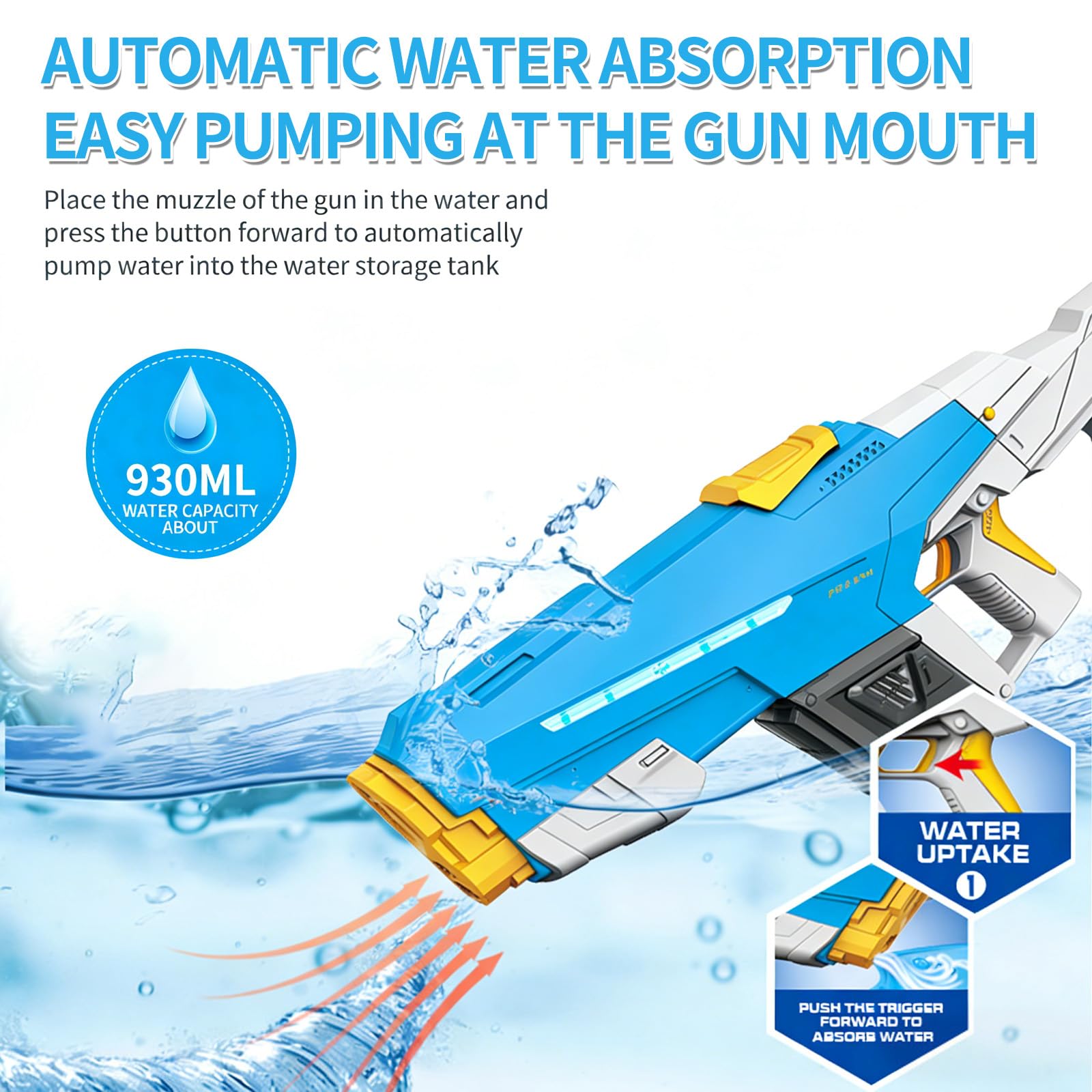 Pistola de Agua Eléctrica,Pistolas Agua Automáticas,Juguete de Pistola de Agua,Juguetes de Piscina,para Verano Jardin Playa Piscinas Fiesta Juguetes