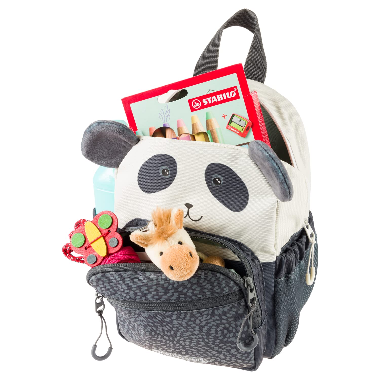 Schneiders Vienna 49462-079 - Zaino per Bambini Mini Panda, Circa 18,5 x 27 11 cm, con Volume di 6 Litri, 2 Scomparti e Tasche Laterali