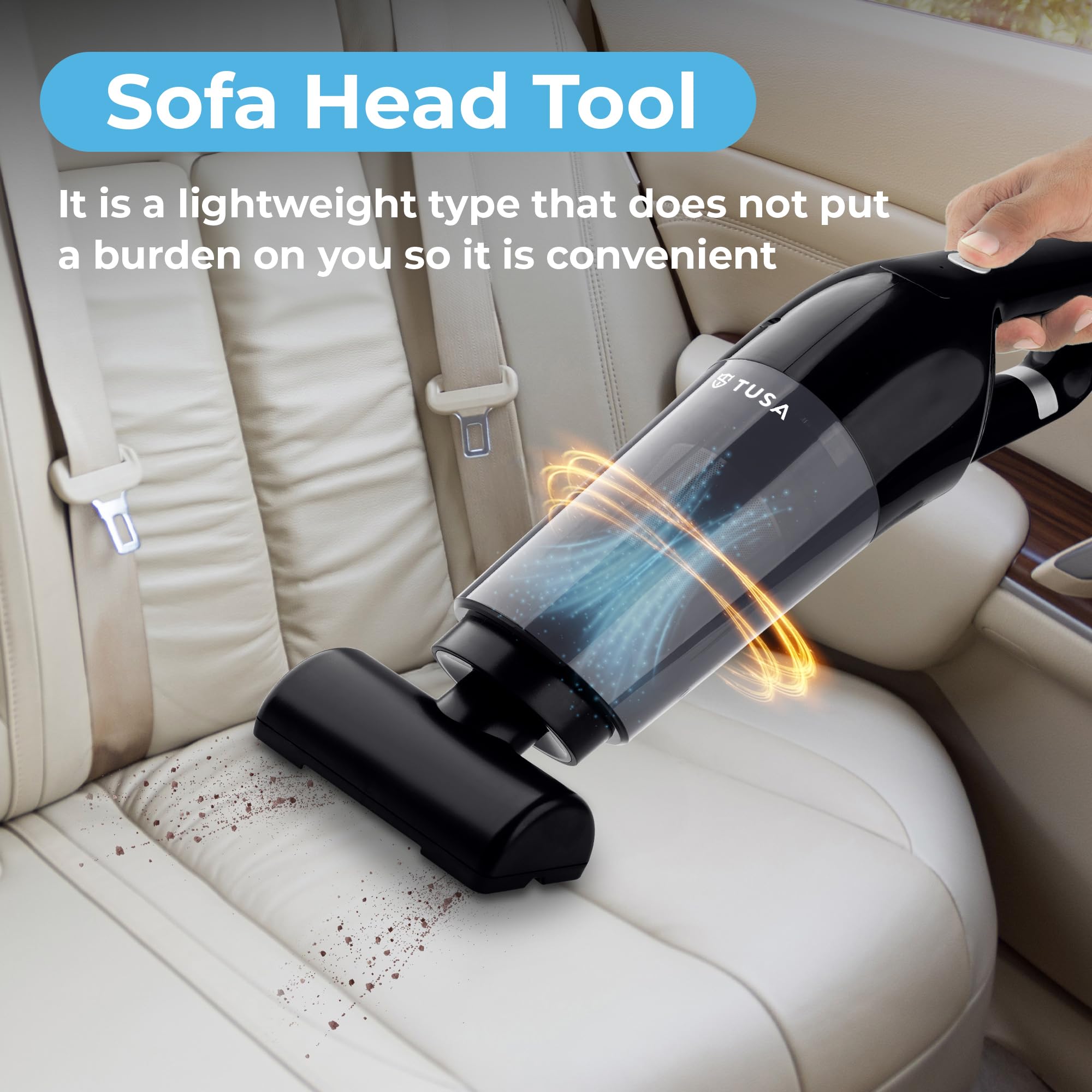 Tusa Cordless Vacuum Cleaner, Portable High Power Brushless Motor Vacuum Cleaner. Powerful Suction - for Car, Pet Hair and Home Cleaning (V2) Black 4