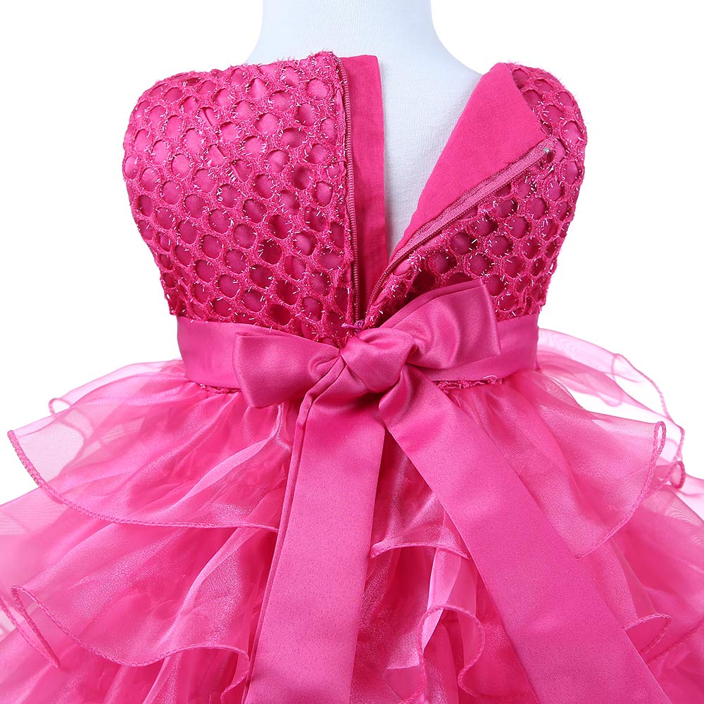 Jup'Elle Vestido de encaje con volantes para niña, fiesta, boda, vestido de niña de flores