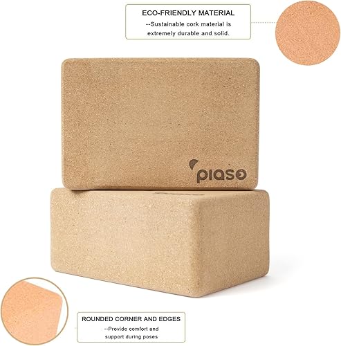 Miniatura 3 de Bloques de corcho para yoga, paquete de 2 unidades para pilates, bloques antideslizantes y de alta densidad para meditación, fitness y estiramiento,