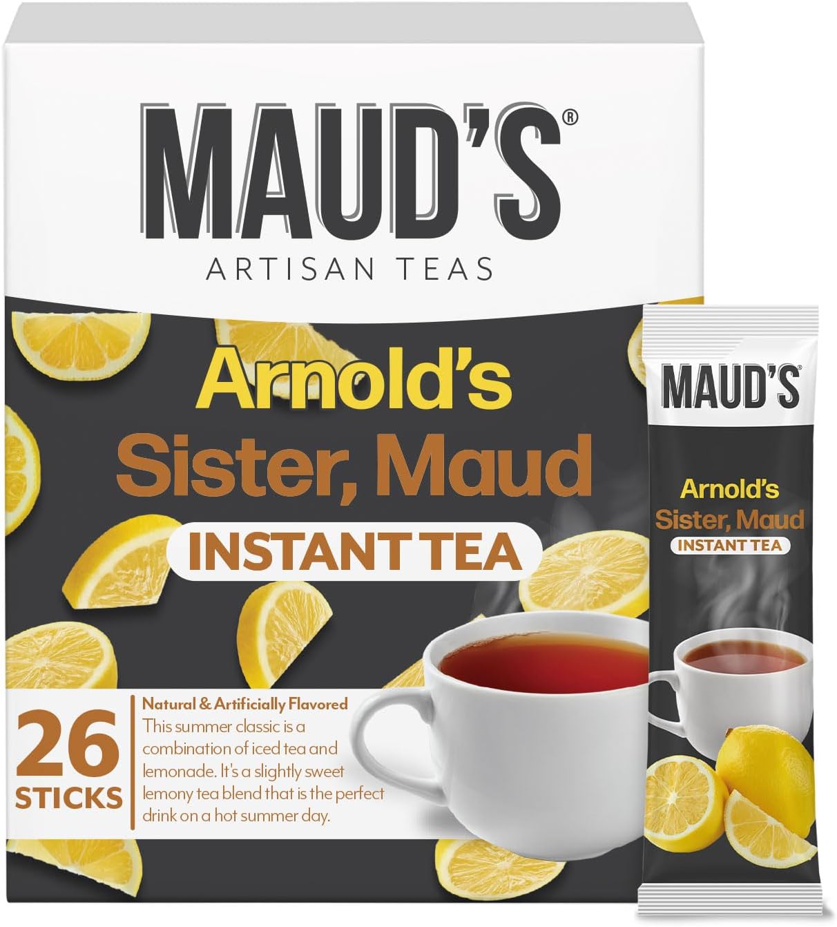 Instant Tea Arnold's Sister, Maud, 26 ct, Lemonade Flavored Tea Packets, Instant Hot or Iced Tea - Just add water