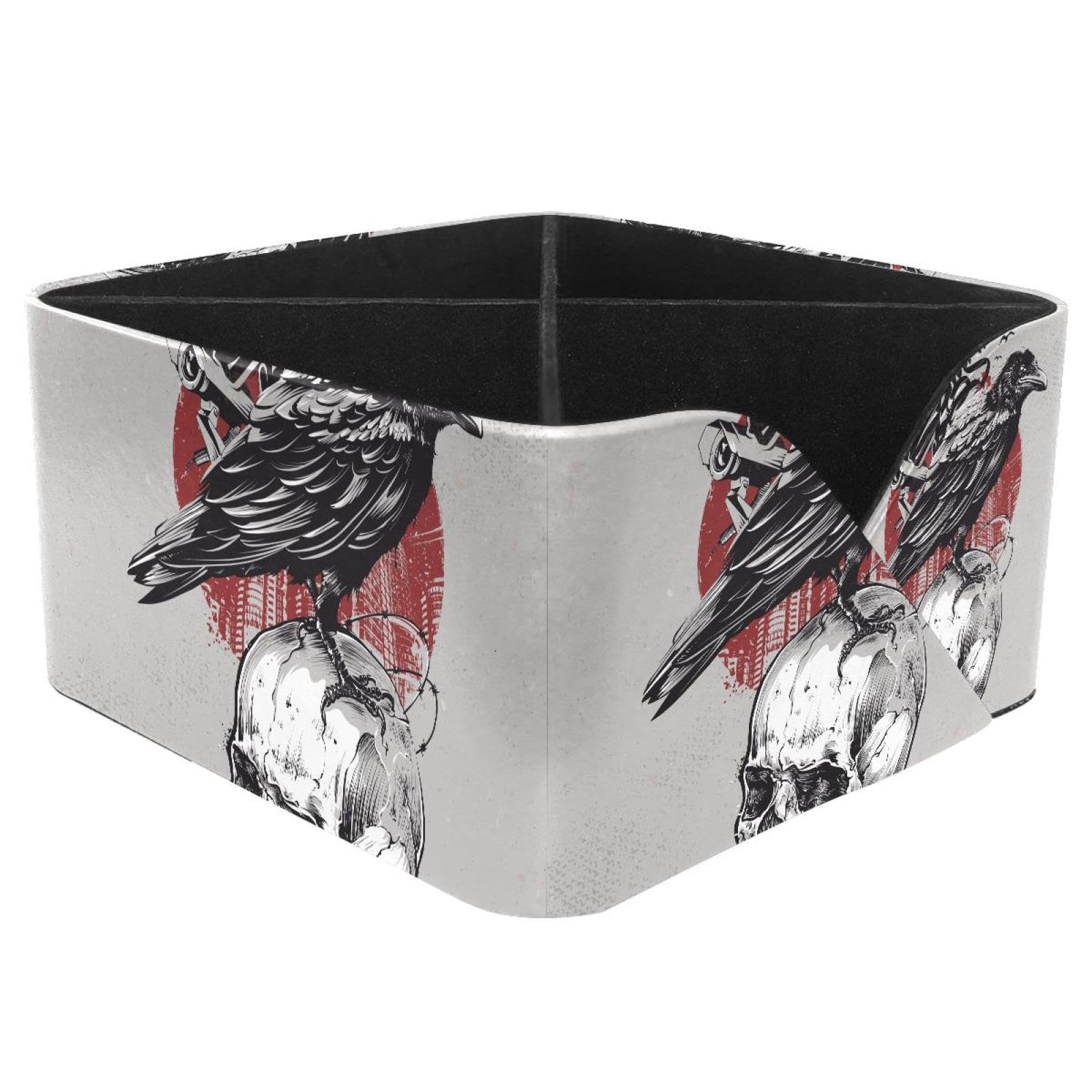 KengjuTesu Crow Skull Head Desktop Organizer Pen Holder, Rectangular Pencil Cup for Office, Study and Makeup Stations