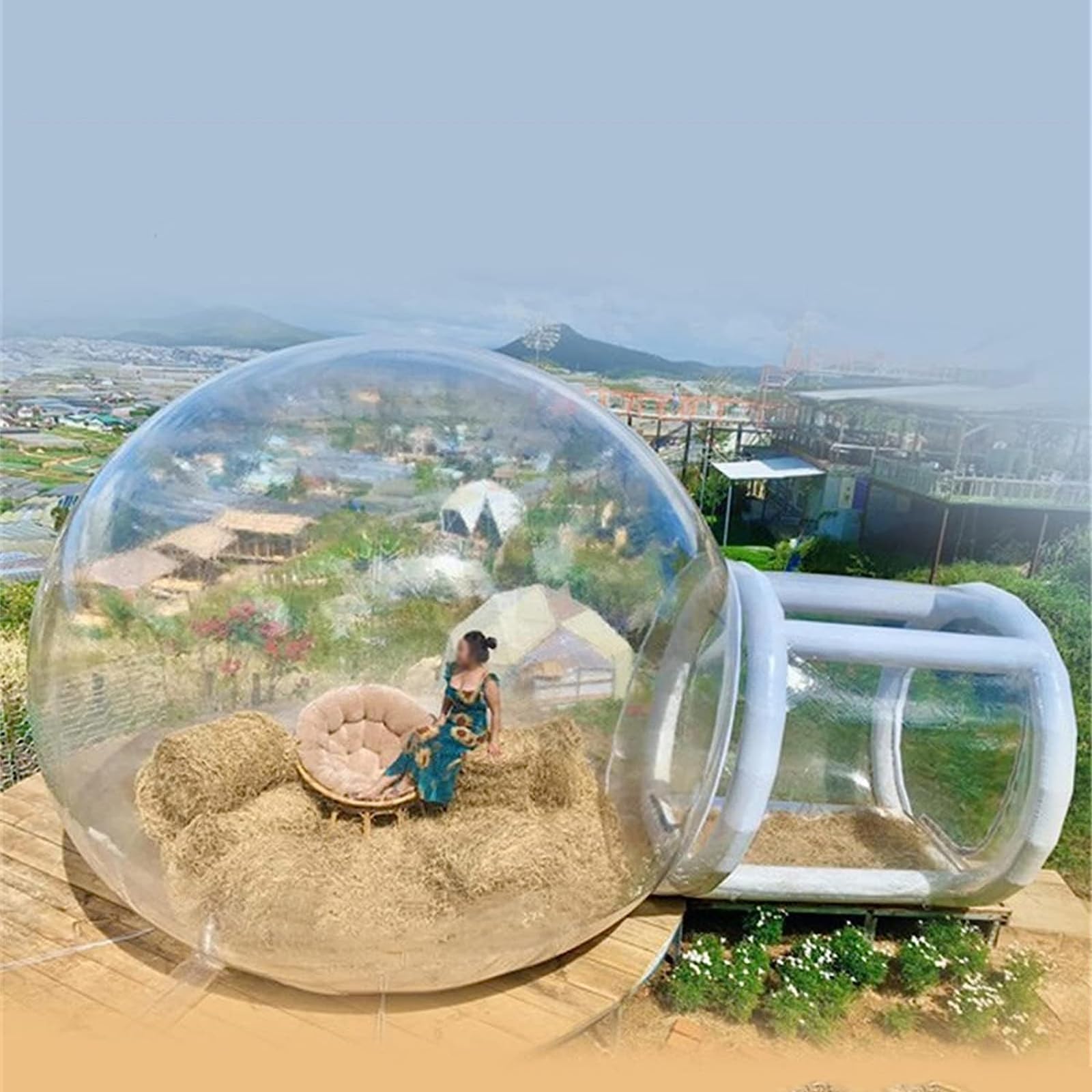 asdchZen Transparent Inflatable Bubble Tent, Inflatable PVC Bubble Tent 4M/5M Transparent with Blower for Camping Outdoor Indoor (A 4M)