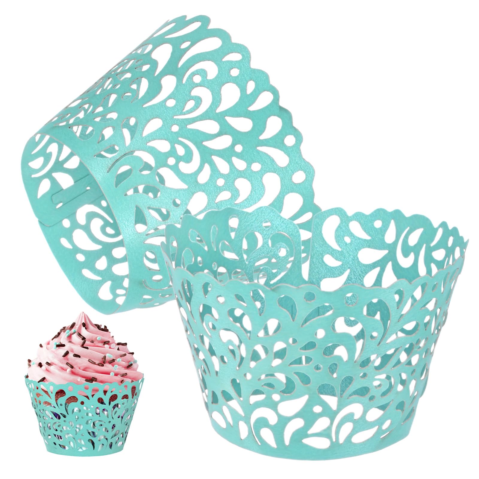 Supports de cupcakes bleu clair pour décoration de mariage et buffet d'anniversaire festif