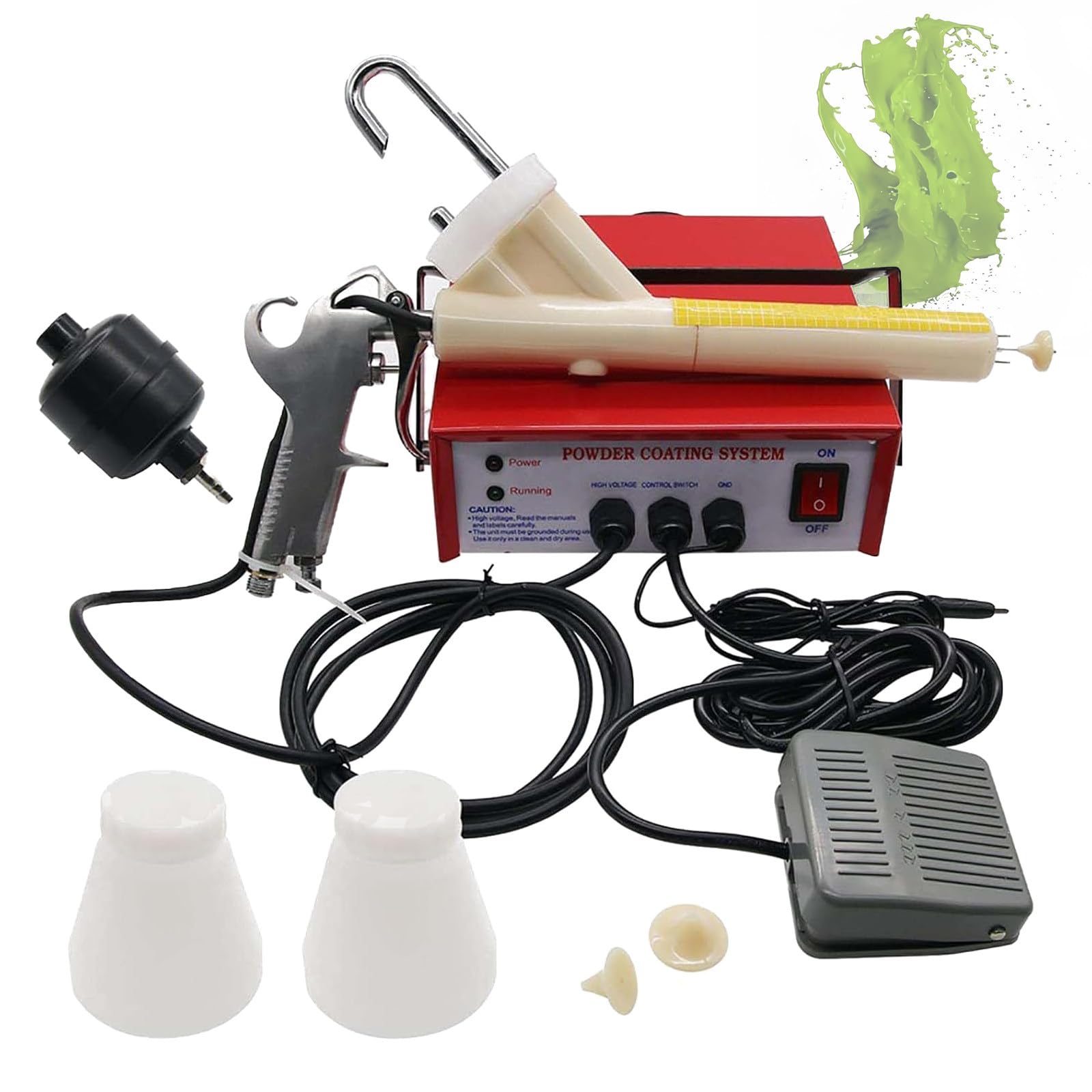 YXYLJOZ Electrostatic Powder Coating Machine, Portable Electric Paint Spray Gun, W/Foot Switch & Spray Gun, 15-30KV, For Furniture, Cabinets Fence Walls Door DIY Works