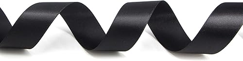 Miniatura 3 de Ribbli 3 rollos de cinta negra satinada sólida de doble cara, total de 30 yardas, (14 pulgadas x 10 yardas, 58 pulgadas x 10 yardas, 1 pulgada x 10