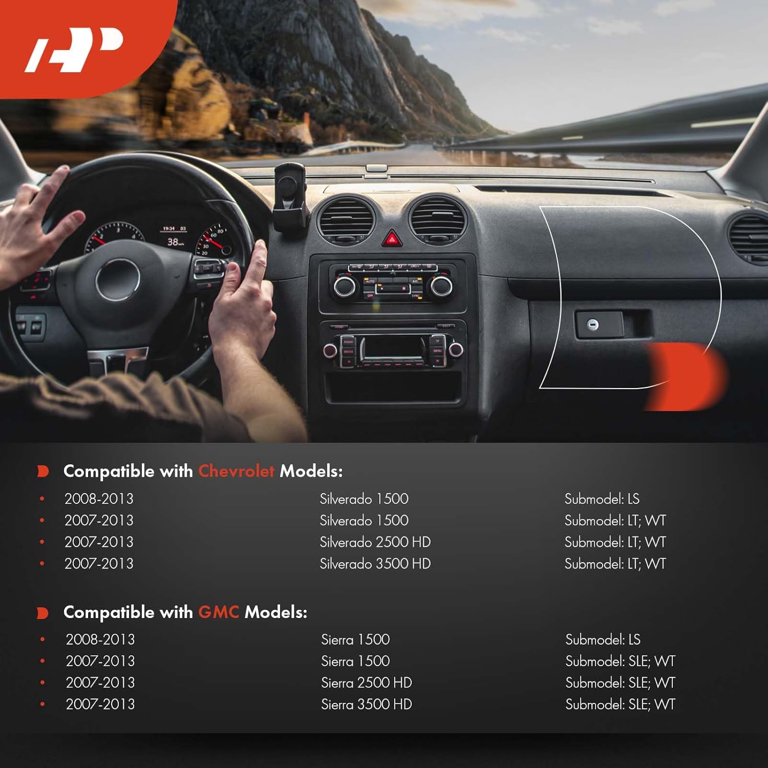 A-Premium Dash Cover Compatible with Chevrolet Silverado 1500, Silverado 2500 3500 HD & GMC Sierra 1500, Sierra 2500 3500 HD, 2007-2013, Black Dashboard Cover W/Glue, Car Pry Tool Kit