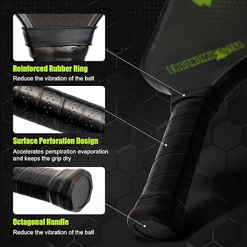 Miniatura 4 de Pickleball Paddles, T700 Carbon Fiber with Indoor & Outdoor Pickleballs and Grips Tapes Carry Bag  Professional Pickleball Paddle Set for Beginners
