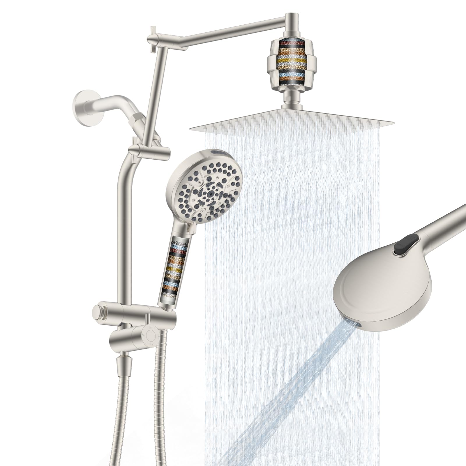 Pomme de douche à effet pluie en métal iFealClear pour une thalasso luxe à la maison