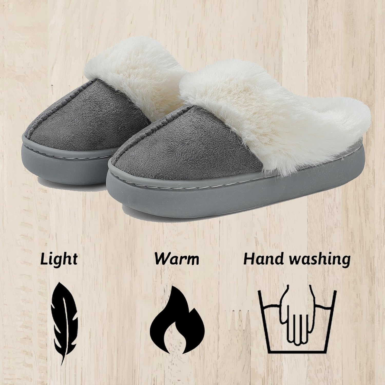 Toddler Slippers Girls Boys Winter Fuzzy Warm House Slippers Kids Non-Slip Soft Fluffy Plush House Shoes Lightweight Barefoot Indoor Outdoor Slipper