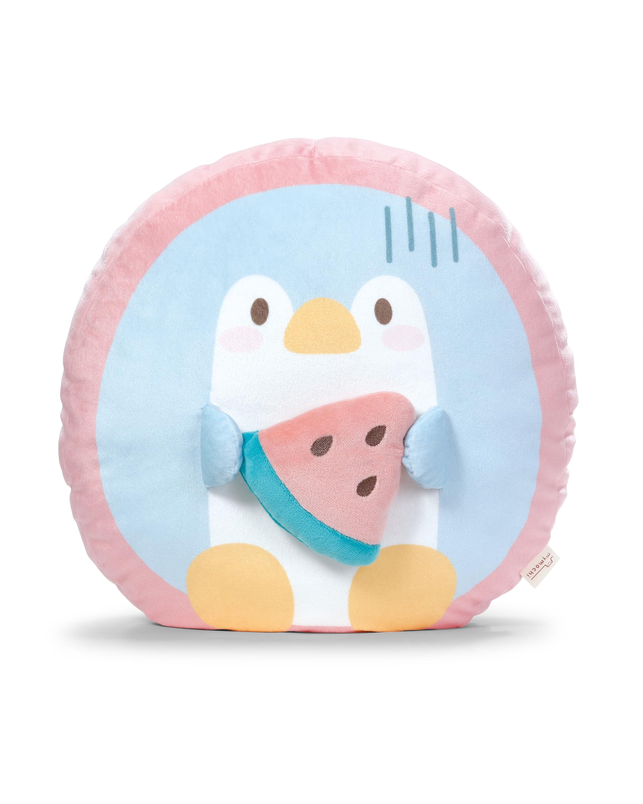 NICI Kuscheltier Pinguin Waddle mit Wassermelone 35x33x12cm - blau - Weiches mymochi Plüschtier – Stofftier zum Kuscheln - Tolles Geschenk für Kinder & Erwachsene | 62392