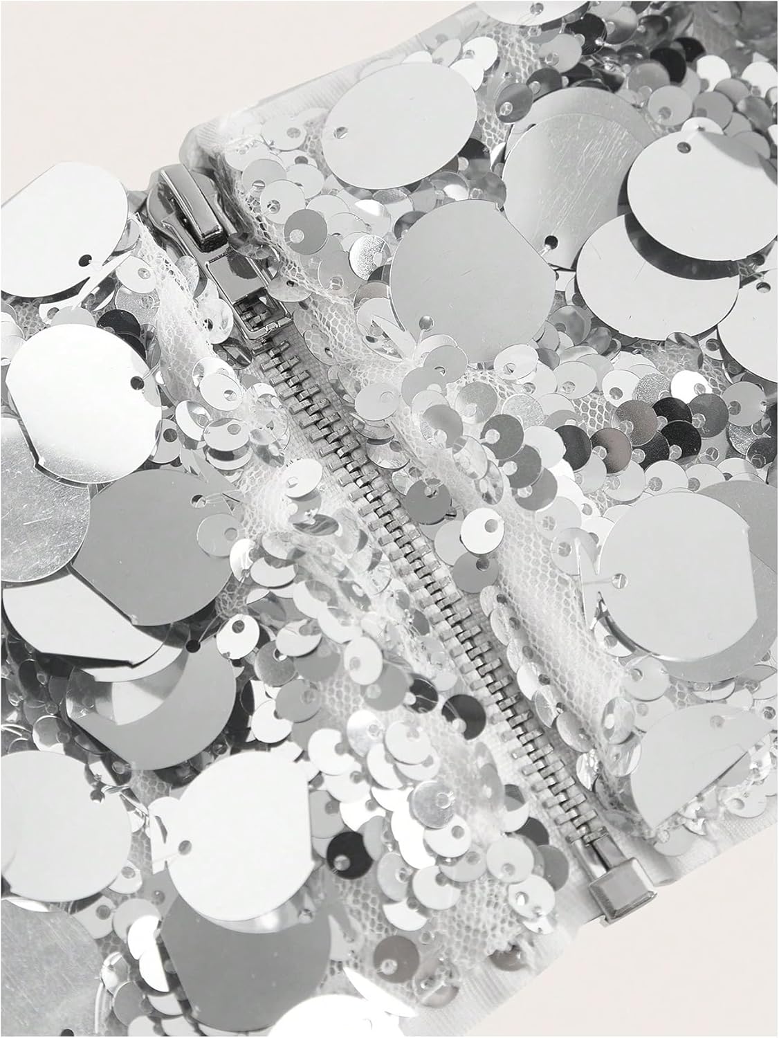 WDIRARA Women's Glitter Sequin Tube Tops Strapless Sleeveless Zip Back Bandeau Crop Top Party Clubwear - Image 3