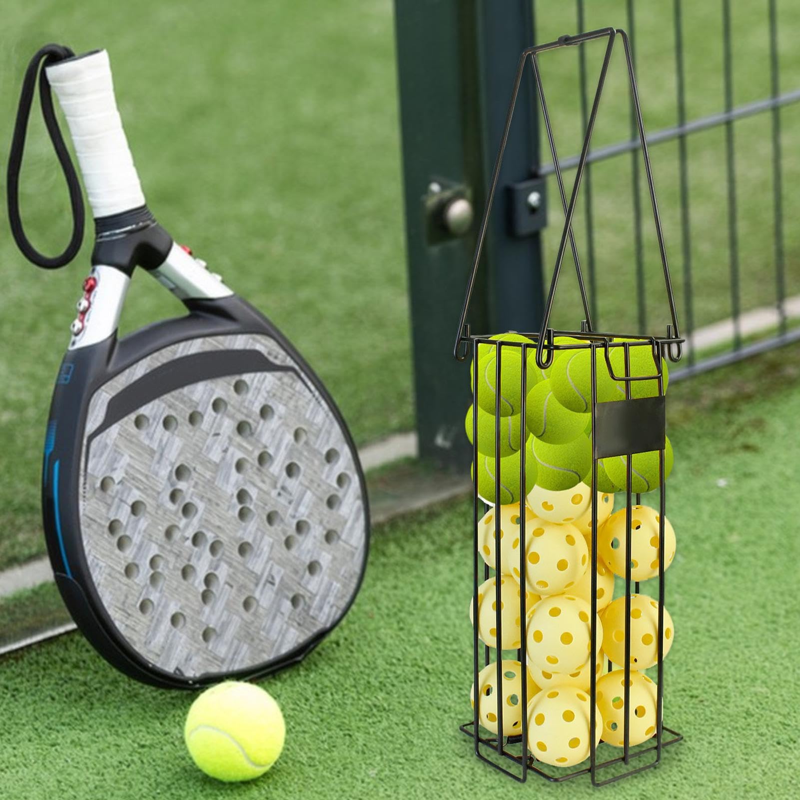 Générique Tennisball-Picker, Tenniszubehör, ergonomisches tragbares Reinigungswerkzeug mit großer Kapazität für Baseball, Softball, Volleyball, Training, Outdoor, 27,56 x 6,5 Zoll