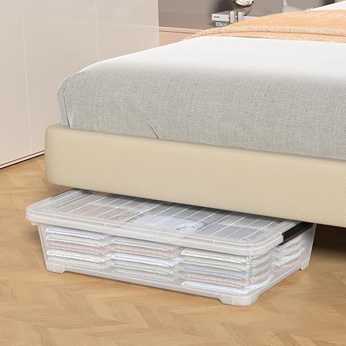 Miniatura 4 de Contenedores de almacenamiento de plástico para debajo de la cama de 40 cuartos de galón con ruedas, 3 paquetes de caja de almacenamiento grande