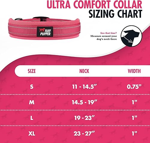 Miniatura 2 de Tuff Pupper Collar para perro acolchado ultra cómodo, acolchado de neopreno grueso, collar de perro con correa de nailon balístico con costuras