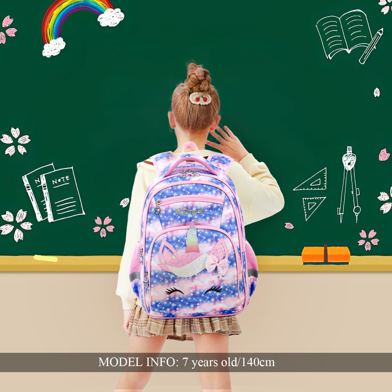 Cusangel Backpack for Girls Boys School Bookbags Kindergarten Elementary Lightweight Waterproof Multifunctional Large Capacity for Backpack (16 inch Sky Unicorn Fun Prints) - Image 3