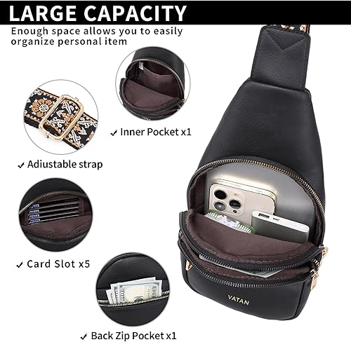 Miniatura 3 de VATAN Small Sling Bag for Women Leather Crossbody Bags Fanny Pack Crossbody Chest Bags Purse