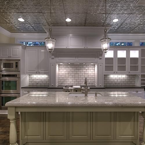 Miniatura 5 de American Tin Ceilings Kit de 5 unidades azulejos metálicos para clavar en patrón #2 clavado y color sin terminar. 24 x 24 pulgadas 20 pies cuadrados