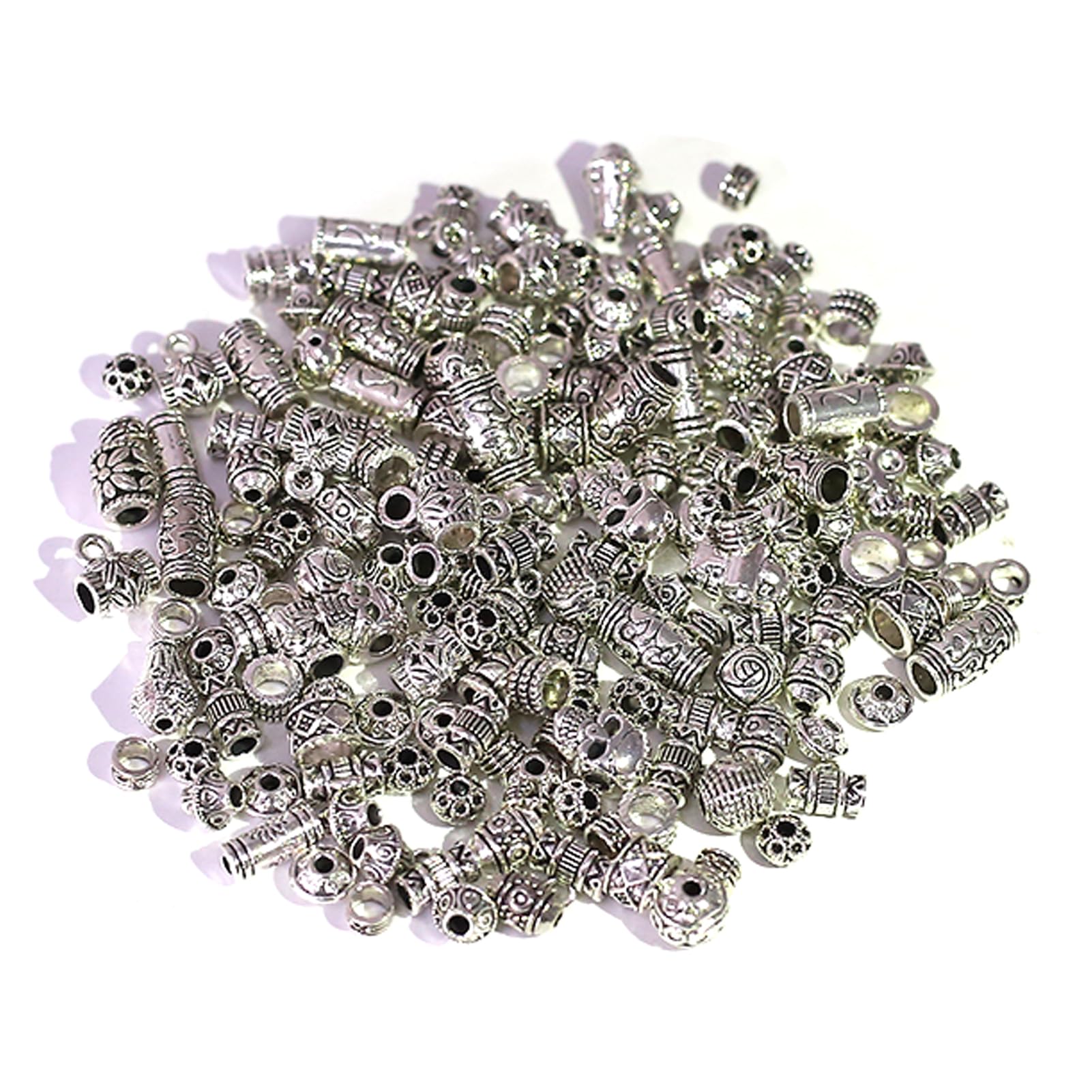 100g Tibetan Spacer Beads Silver Alloy Metal Beads for DIY Bracelets Necklace Jewelry Mix Style