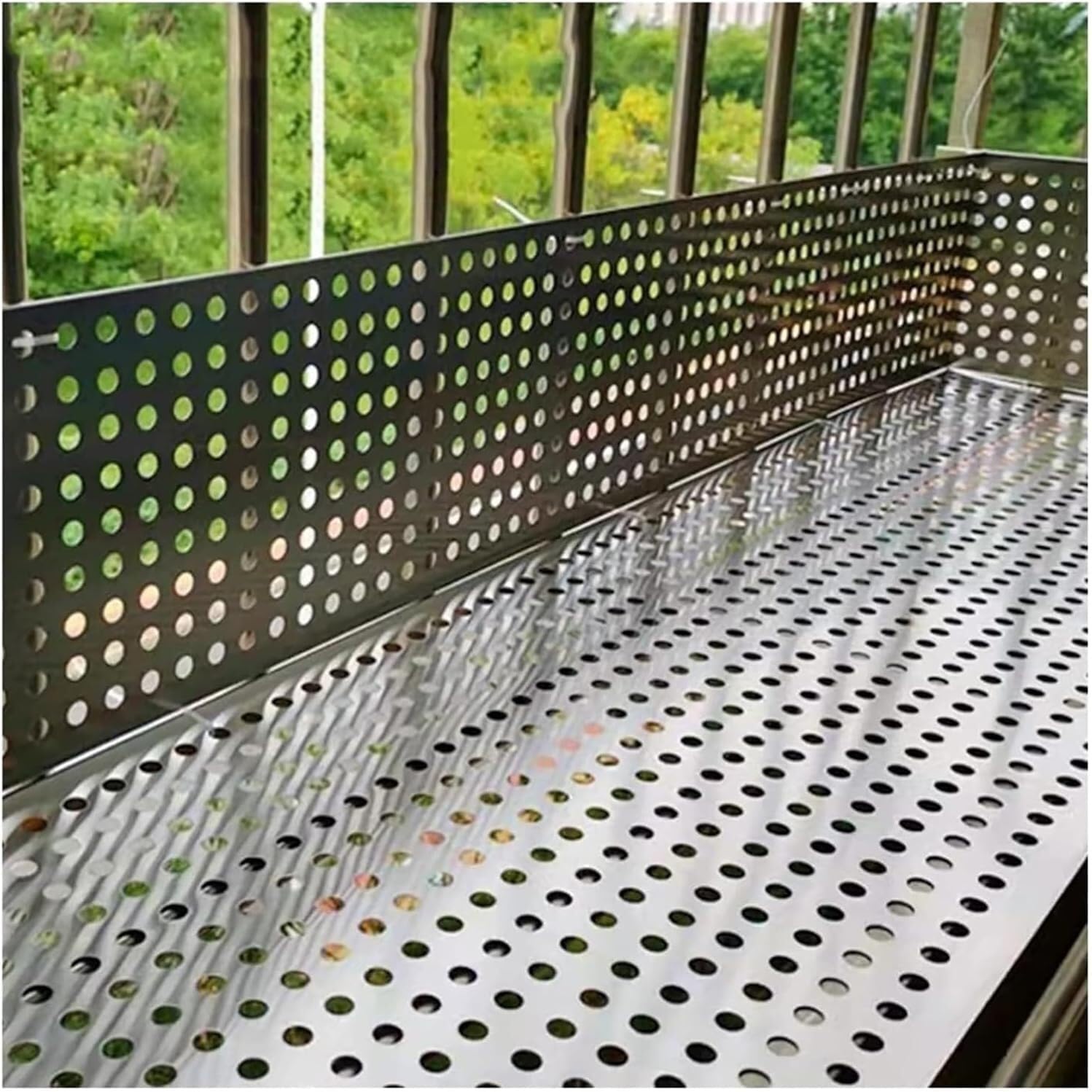 Stainless Steel Perforated Metal Plate - Decorative Mesh Railing Filler & Security Screen (22x100cm) - Versatile for Home, Garden, & Outdoor Use
