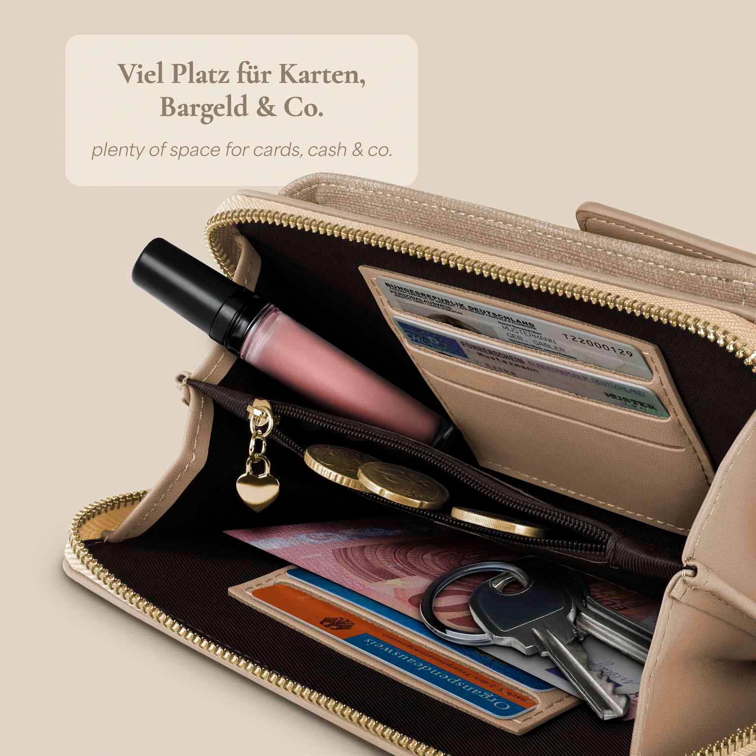 ONEFLOW Bliss Purse für Google Pixel 10 Pro Handytasche zum Umhängen Damen mit Portemonnaie, Handy Umhängetasche mit Geldbörse und Handyfach, Kleine Handtasche, Cream Beige