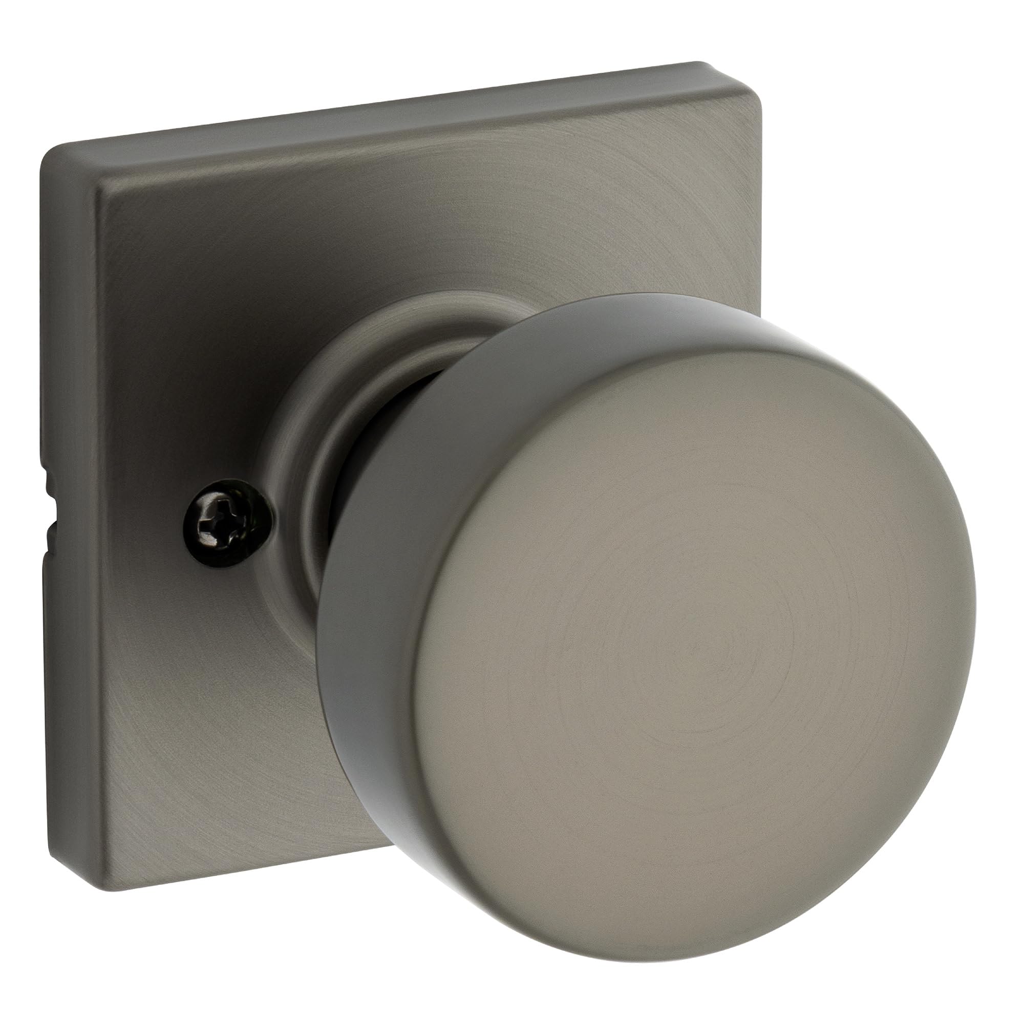 Kwikset Pismo Dummy Door Knob, Square Single Sided Handle for Closets, French Double Doors, and Pantry, Gunmetal Non-Turning Interior Push/Pull Door Knob