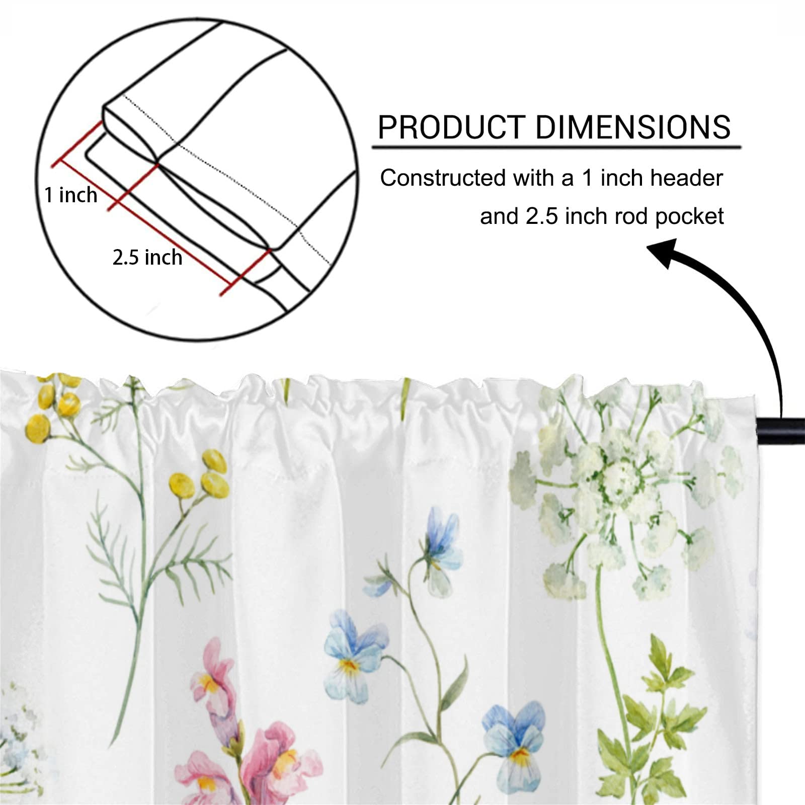 Tende mantovana da cucina per finestre mantovana tascabile con asta di durata, fiore colorante blu indaco Paisley damascato tende mantovana per soggiorno bagno, 1 pannello, larghezza 58 x 18 lunghe