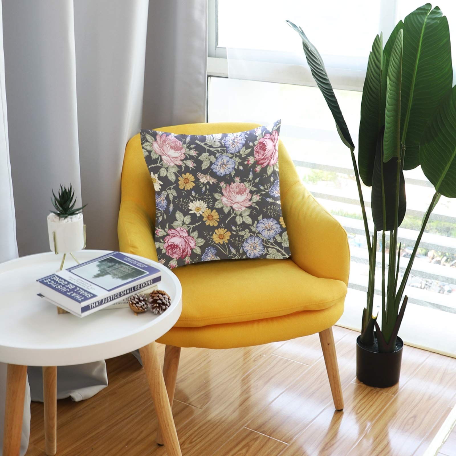 Set Di 6 Federe Per Cuscini 40x40 Cm COMMINY Con Motivo Margherite, Per Divano E Letto