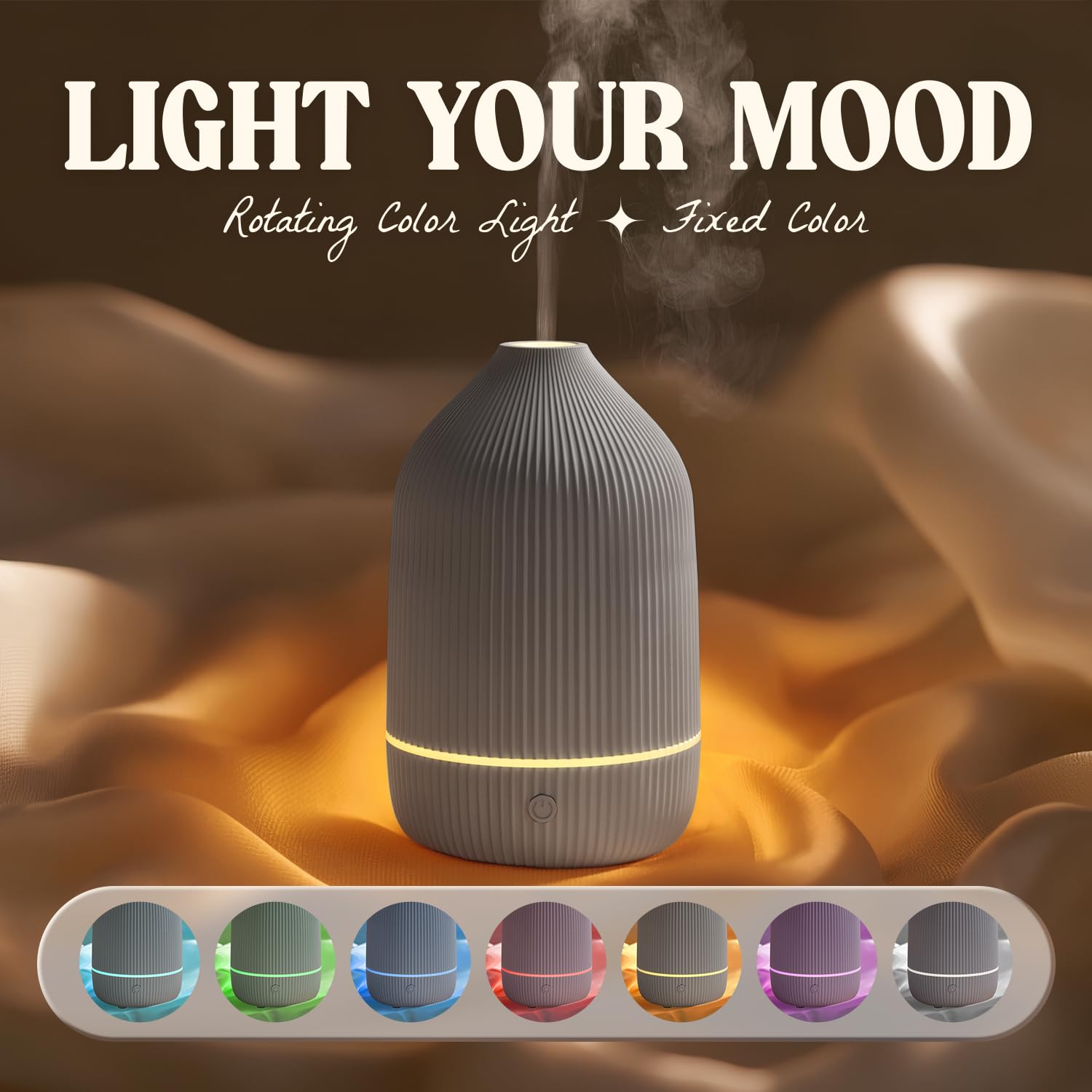SALUBRITO Aroma Diffuser, 100ml Grau Diffusor für ätherische Öle, Ultraschall Aromatherapie Diffuser, Klein Diffuser für Zuhause Büro Yoga, Geschenk für Frauen