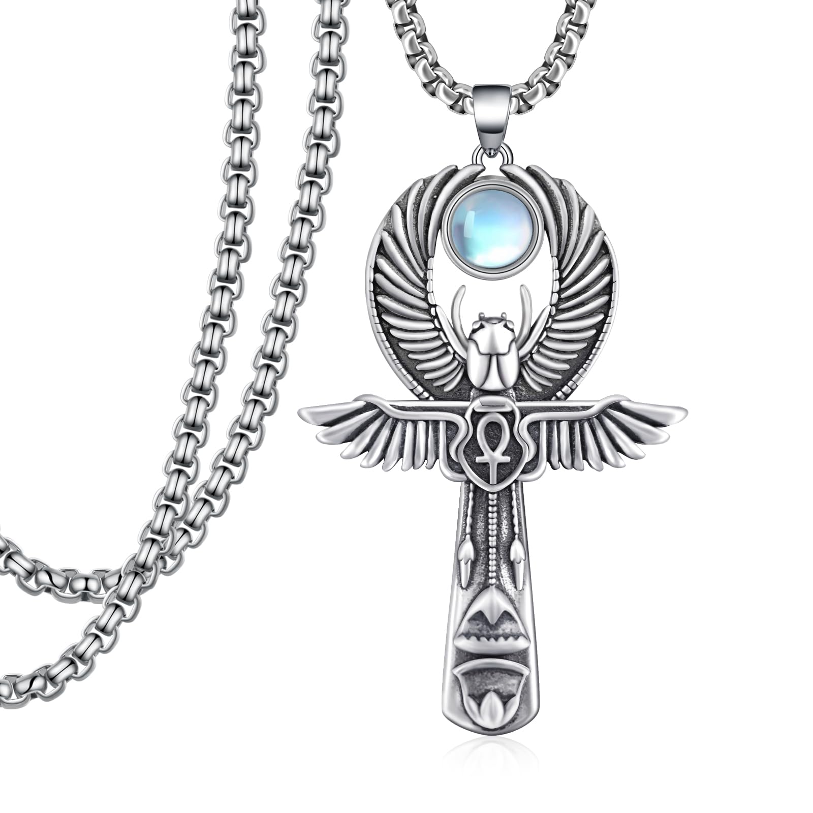 SbzxbtAnkh Necklace 925 Sterling Silver Ankh Pendant Necklace Protection Egyptian Jewelry Gifts for Men Women