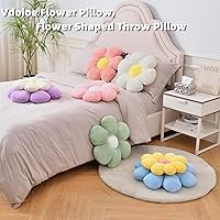 Vista 4 de Almohada de Flores, Almohada Decorativa en Forma de Flor Cojín de Asiento de Seis Pétalos 23.62 Pulgadas Flor Rosa de Felpa Almohada Decorativa