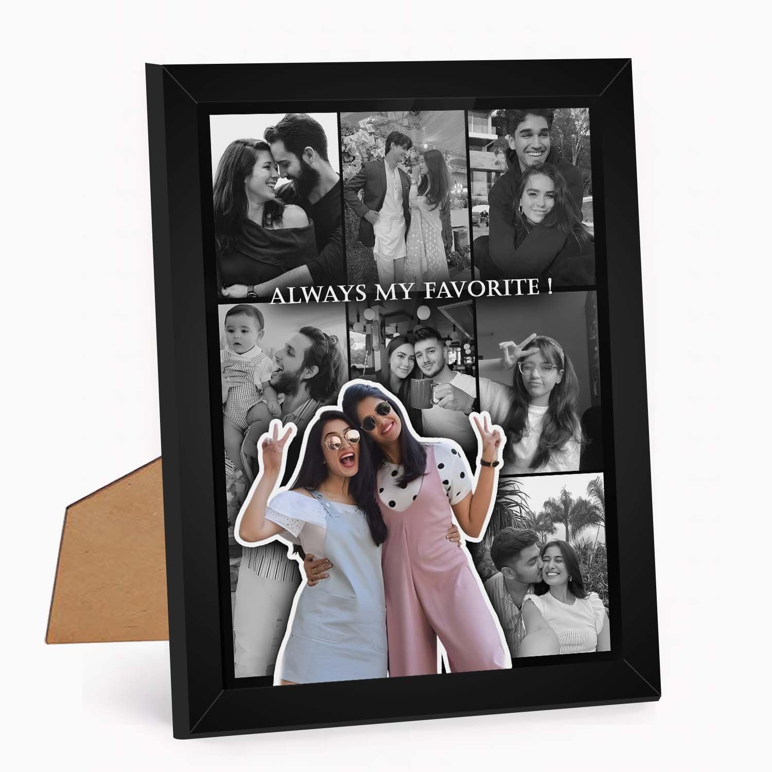 Custom 8-Photo Collage Pop-Up Frame with Message Text | 5x7 Inch Personalised Photo Frame for Best Friend, Gifts for Woman, Customised Gifts for Women & Men - Black-image-43