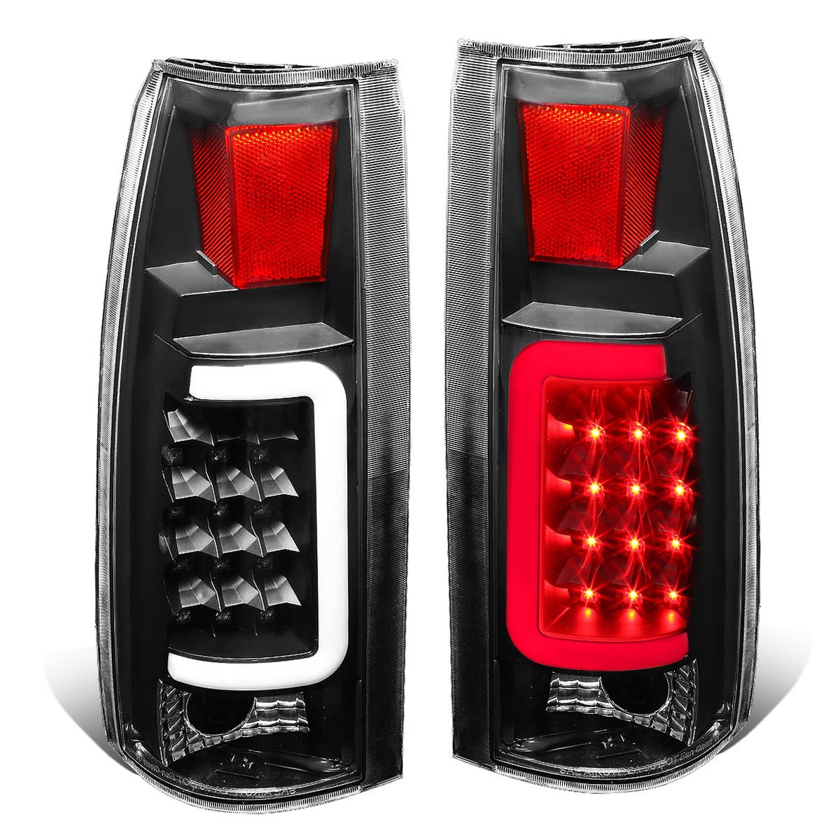 DNA MOTORING TL-C10-LED-3D-BK-CL Tail Brake Lights, Driver and Passenger Side,Black