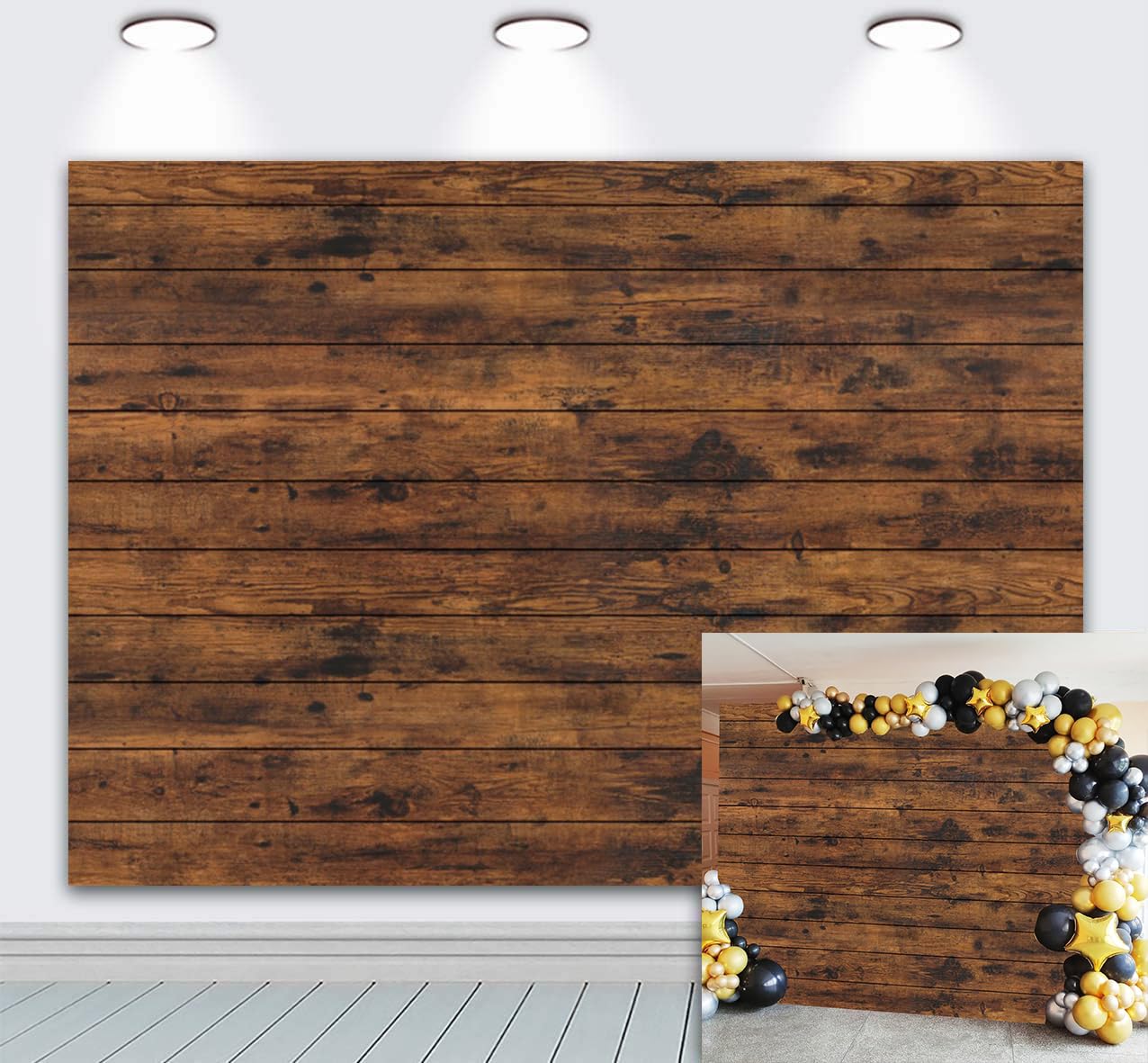 Duluxykl Vintage Brown Wood Backdrop 10x8ft Vinyl Rustic Wooden Board Photography Background Adult Portrait Wedding Baby Shower Birthday Party