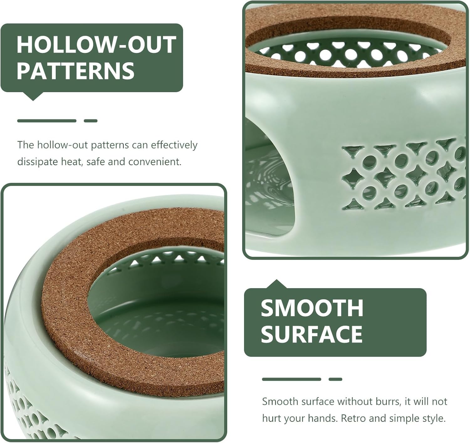 TIDTALEO Ceramic Tea Warmer Stand Light Green for Home Office Use Smooth Surface Tea Heater Stove with Retro Simple Design Multipurpose Teapot Warmer and Desktop Decoration