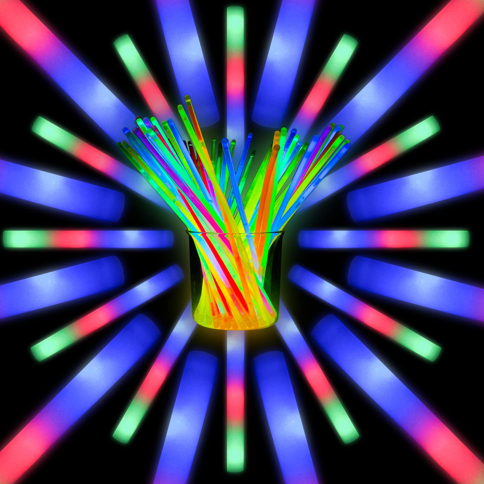 Photo 1 of 54Pcs LED Foam Glow Sticks and 200Pcs Glow Sticks Bulk, Light up Foam Sticks