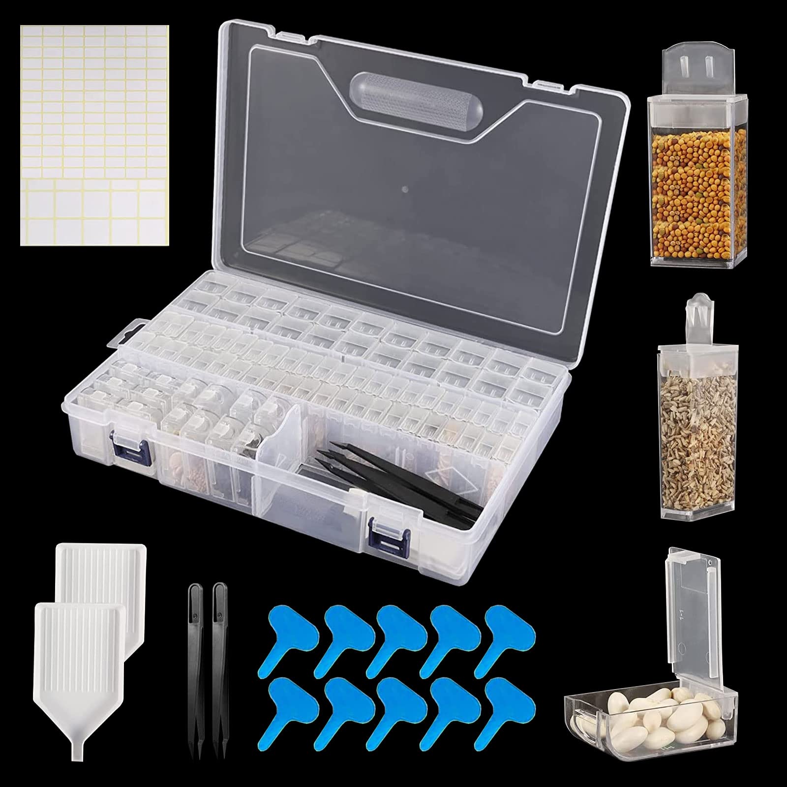 mumisuto 80 Fentes Boite à Graines, Rangement Graine Potager, Organisateur de Semencesen Plastique Rangement Graines Potager Boite Graines Potager avec Autocollants